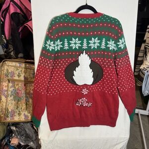 Ugly Christmas Sweater Rudolph Red Nose Reindeer Small Pom Nose Double Sided XL